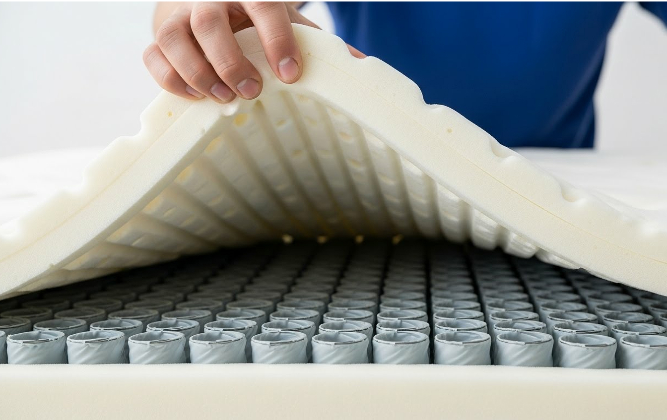 Kettlebell on mattress representing durability testing
