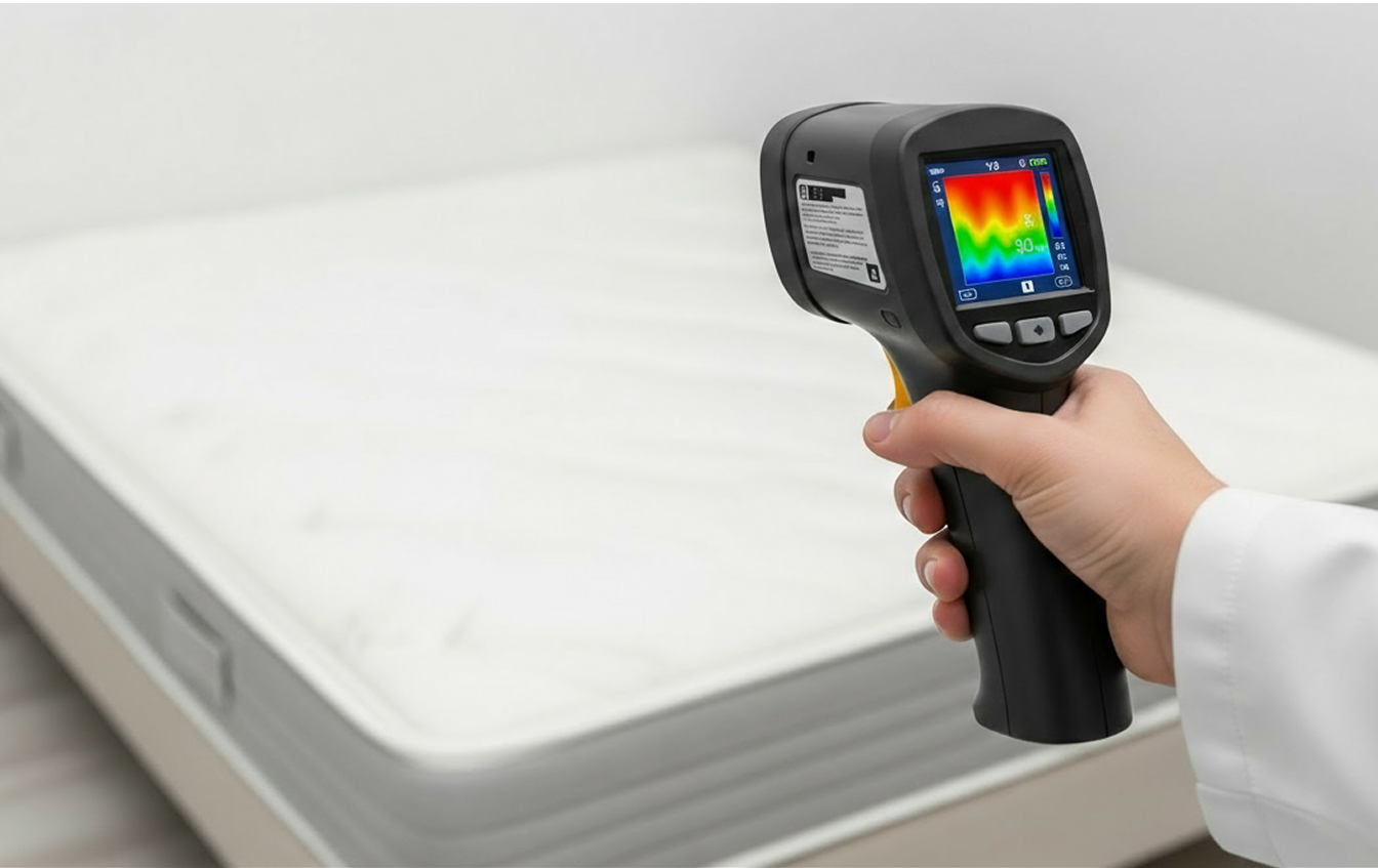 Thermal camera showing mattress temperature distribution